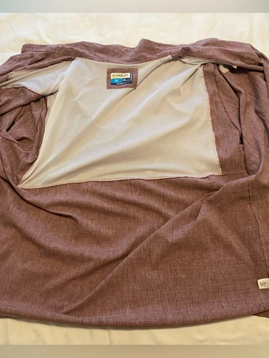 Men’s 4XL Magellan Outdoors Relaxed Fit Fish Gear Shirt in Mauve Heather - Picture 3 of 12